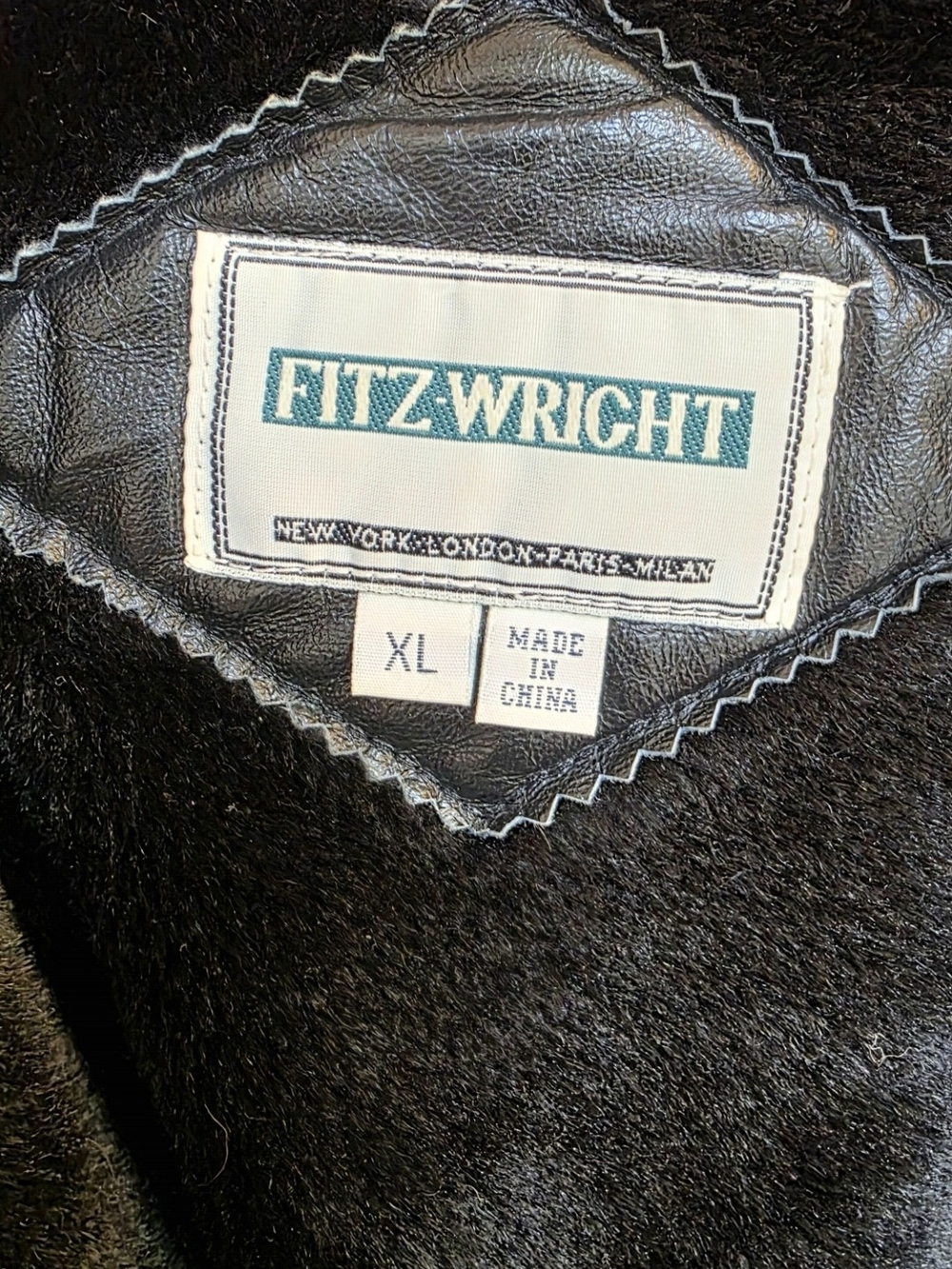 Fitz-Wright Black Leather Hooded Coat with Faux Fur Lining - Picture 2 of 3